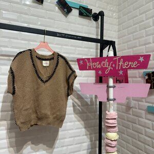 Knit Sleeveless Sweater Top with Contrast Stitching - K0887 - Umgee USA